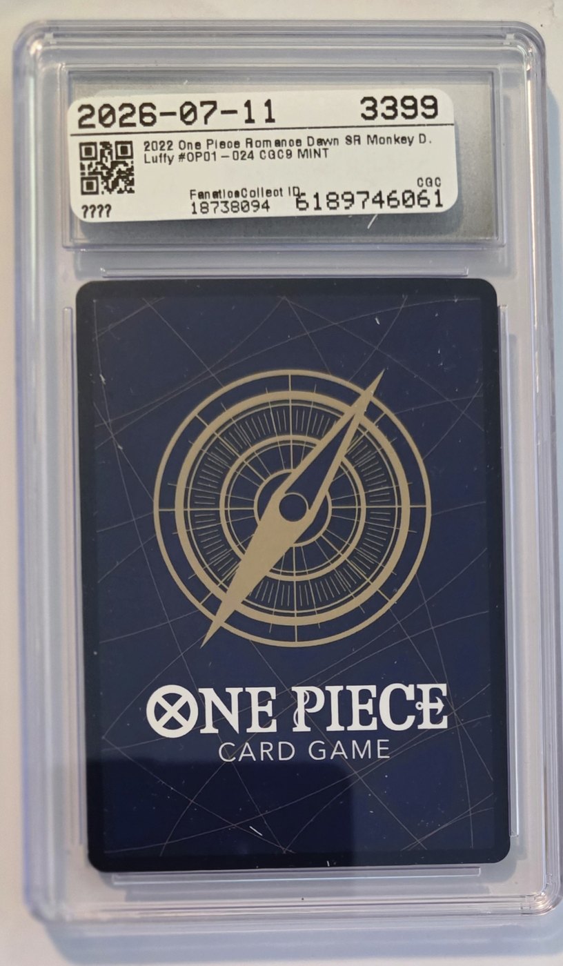 2022 One Piece OP01-024 Monkey.D.Luffy Super Rare CGC 9 Mint back