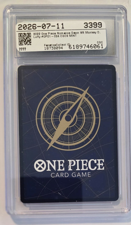 2022 One Piece OP01-024 Monkey.D.Luffy Super Rare CGC 9 Mint back