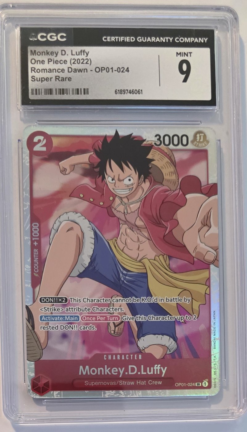 2022 One Piece OP01-024 Monkey.D.Luffy Super Rare CGC 9 Mint front