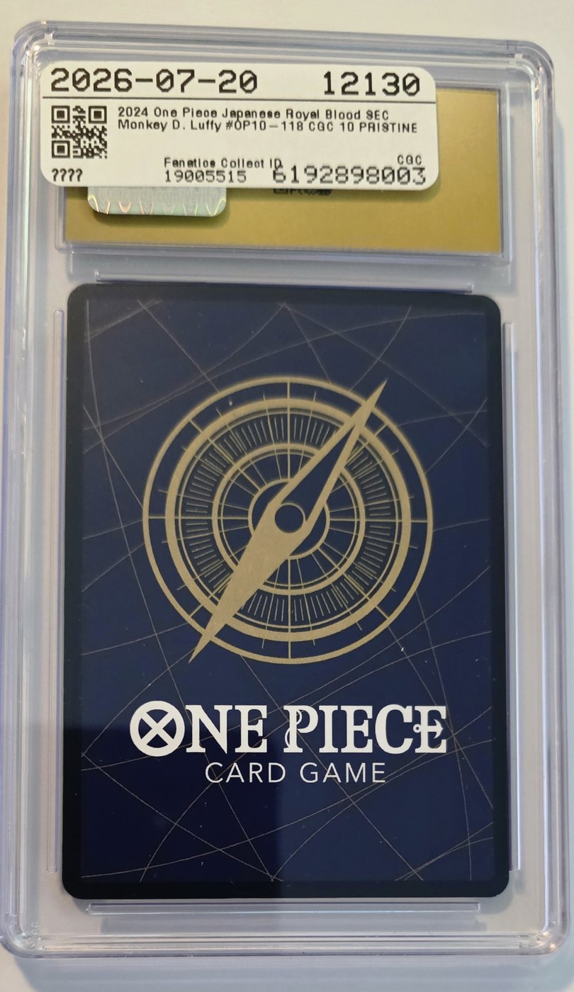 2024 One Piece OP10-118 Monkey.D.Luffy Secret Rare Japanese CGC 10 Pristine back