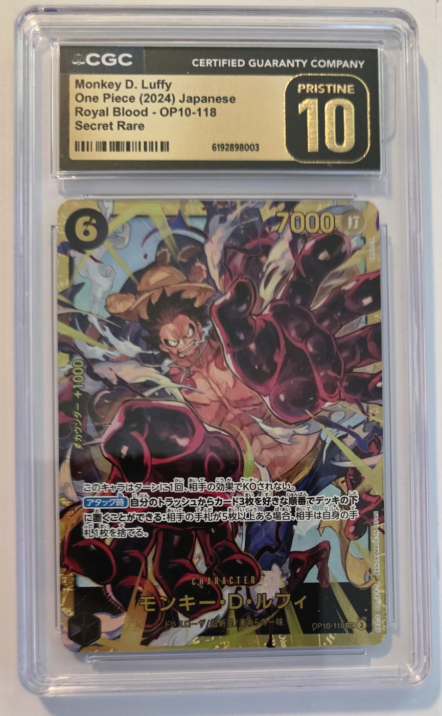 2024 One Piece OP10-118 Monkey.D.Luffy Secret Rare Japanese CGC 10 Pristine front