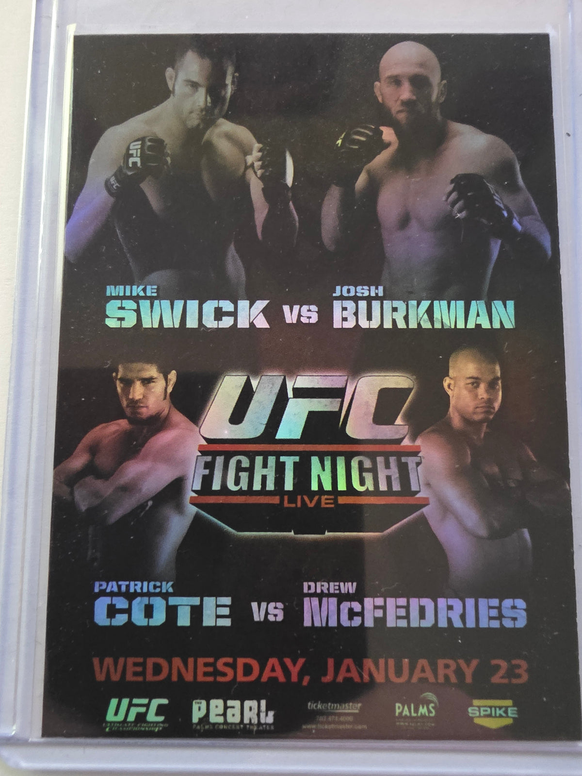 UFC Fight Night Live Fight Poster - Swick vs Burkman - 2010 Topps UFC Main Event