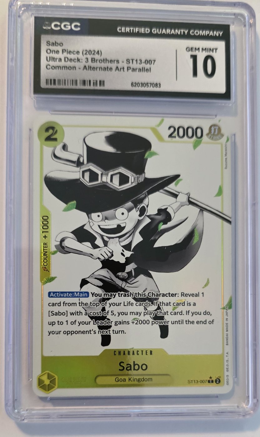 2024 One Piece ST13-007 Sabo Alternate Art Parallel CGC 10 Gem Mint front