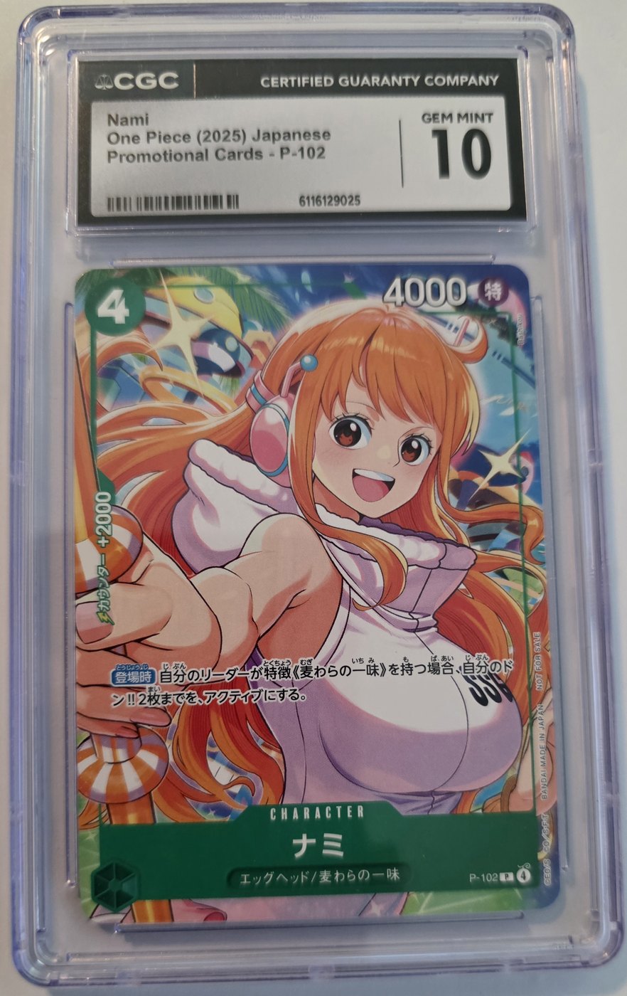 2025 One Piece P-102 Nami Alternate Art Promo Japanese CGC 10 Gem Mint front