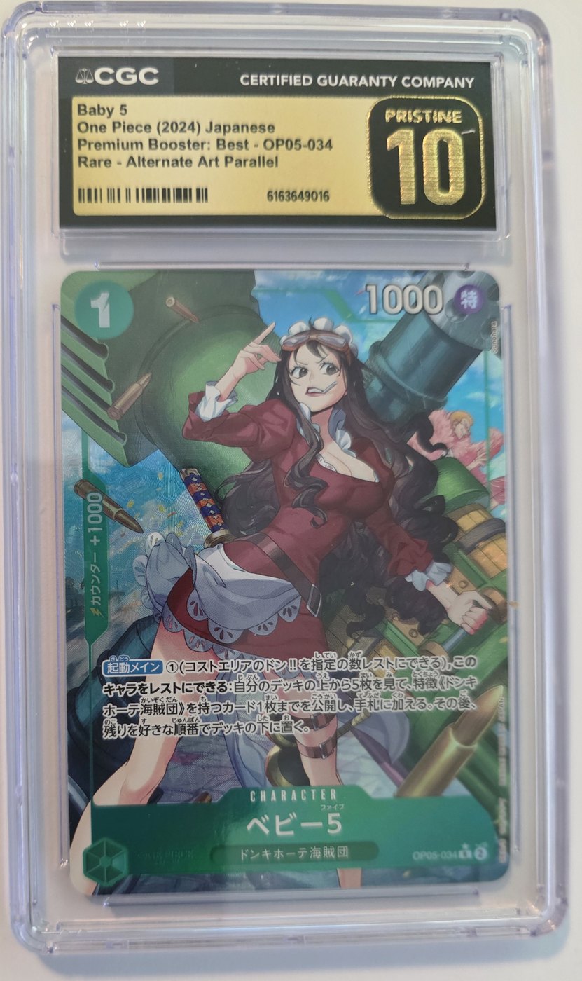 2024 One Piece OP05-034 Baby 5 Alternate Art Parallel Japanese CGC 10 Pristine front