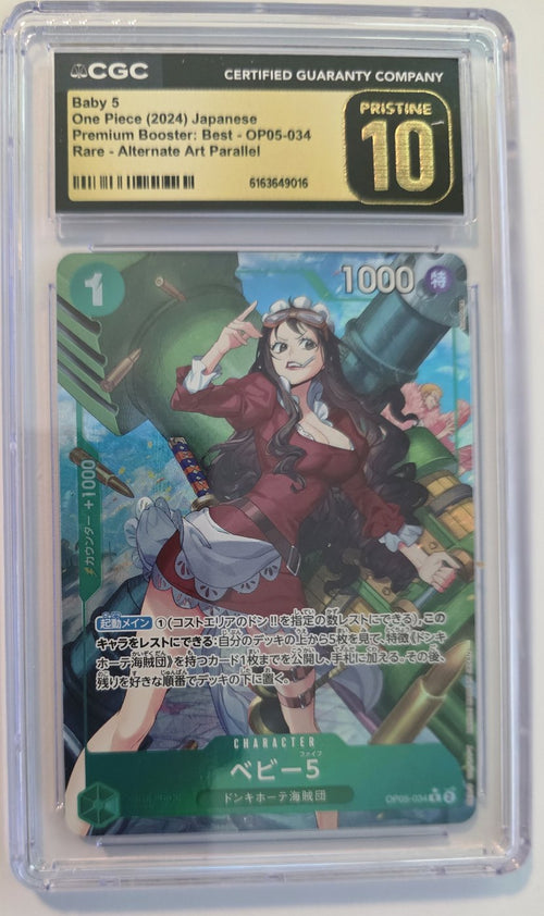 2024 One Piece OP05-034 Baby 5 Alternate Art Parallel Japanese CGC 10 Pristine front