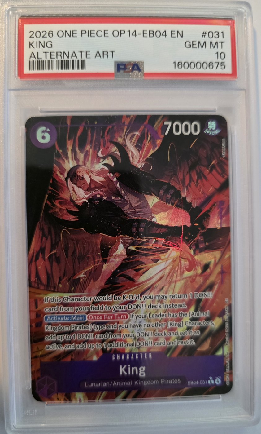 2026 One Piece EB04-031 King Alternate Art PSA 10 Gem Mint front