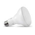 High-resolution hero shot of an LEDVANCE SMART+ WiFi BR30 light bulb against a white background. It has a white body, wide frosted dome, and E26 screw base.