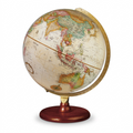 A high-resolution ecommerce hero shot of the vintage-style Replogle Globes Piedmont desk globe (French edition), featuring an antique ocean map, brass meridian, and cherry-finished wood base, centered on a pure white background.