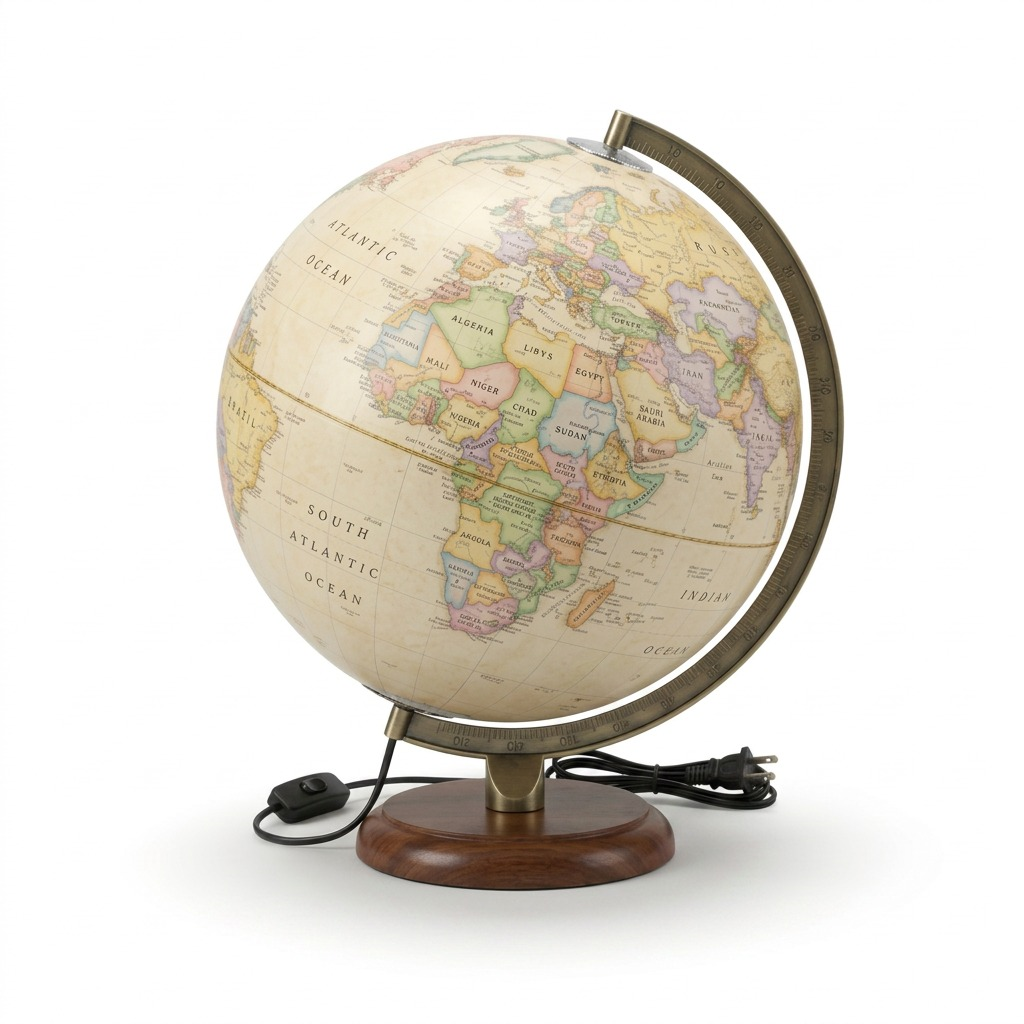 Replogle Globes National Geographic ADAMS Illuminated Antique Desktop Globe (MPN 83504) hero shot on white.