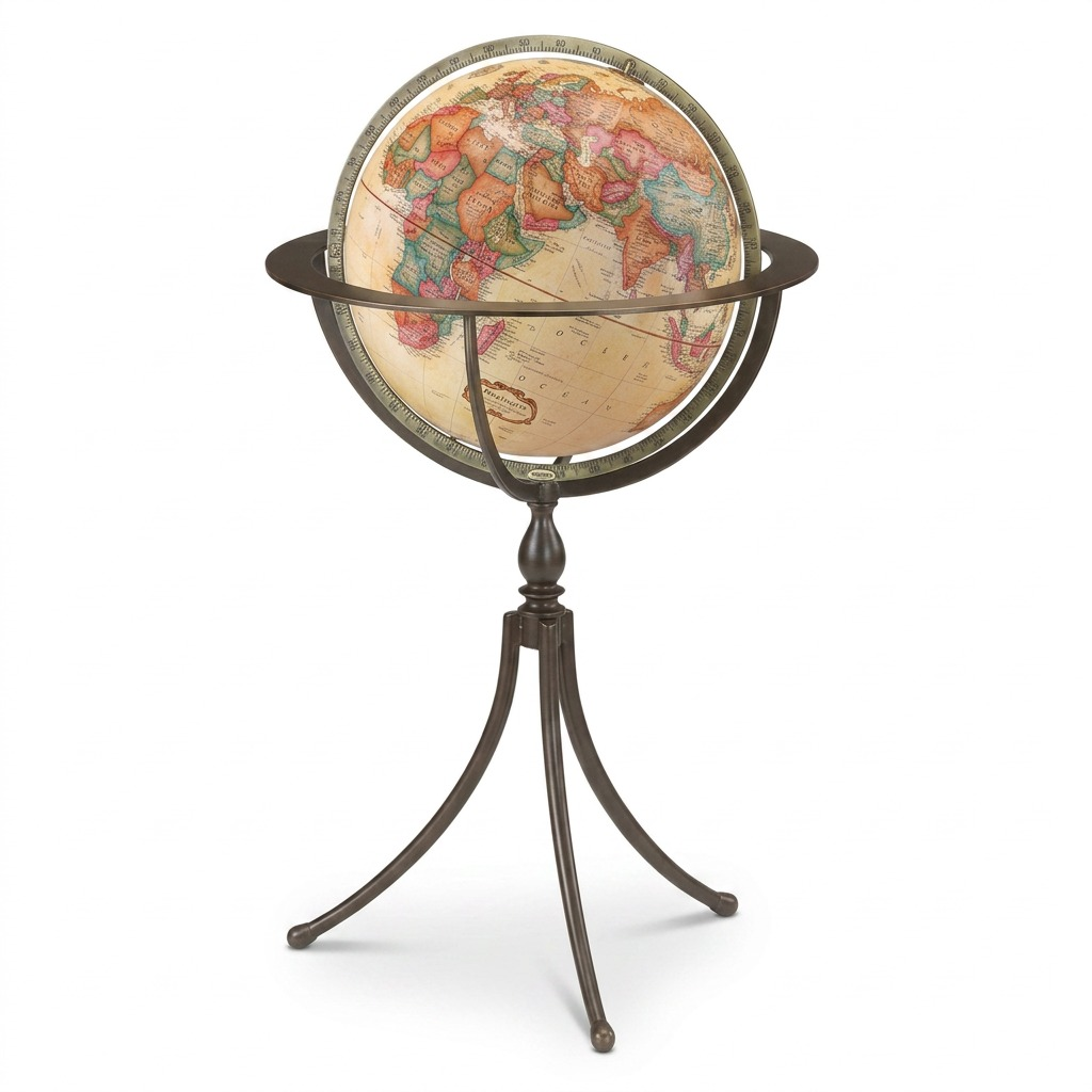 Replogle Marin 16-inch floor globe with bronze-finish stand on a pure white background.