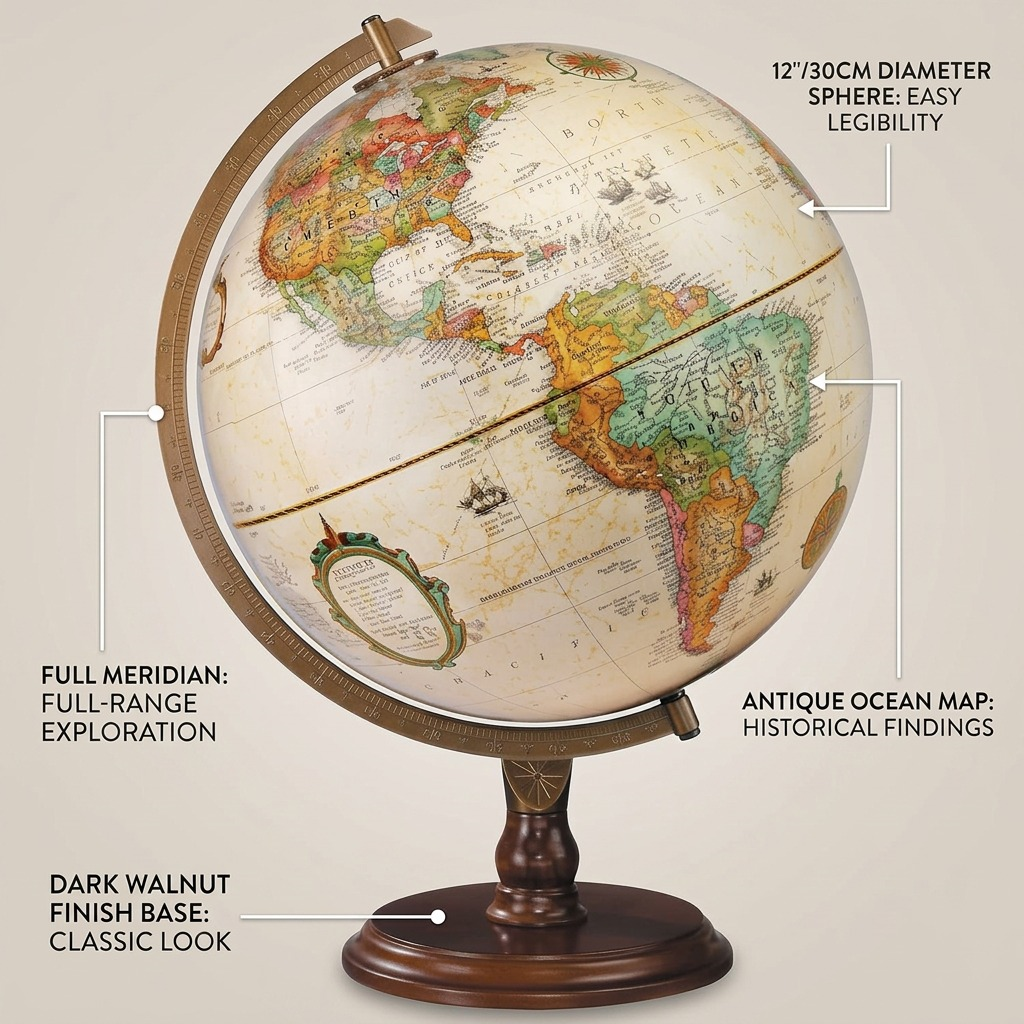 Product feature callout image showing the Replogle Lenox globe, highlighting its key attributes and benefits.