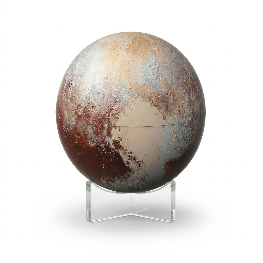 A clear, high-resolution hero shot of the detailed Replogle Pluto Globe on its acrylic stand.