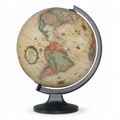A high-resolution ecommerce hero shot of the Replogle Copenhagen antique ocean desk globe on its black stand against a pure white background.
