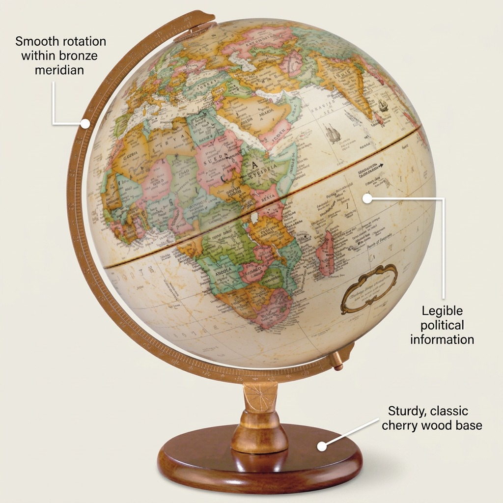 Product feature callout image showing the Replogle Hastings Globe and its functional benefits.
