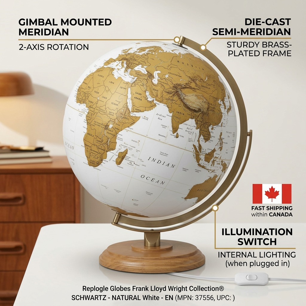 An illustrative graphic of the Schwartz globe with callout text labels and pointers.