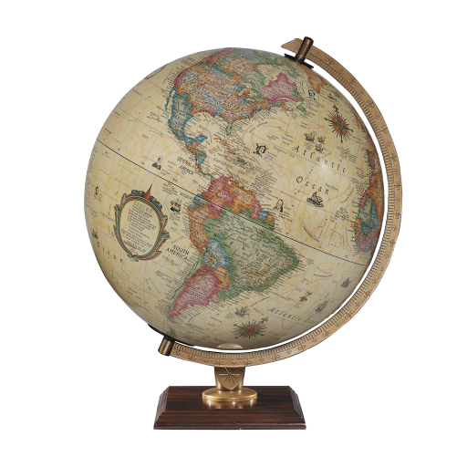 Carlyle 12"/30cm Diameter Antique Ocean Illuminated Desk Globe (English)