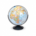 Replogle Globes Eureka Blue Ocean 16" globe in black metal full meridian and base on pure white.