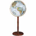 The Replogle Edinburgh floor globe on its walnut stand, isolated against a pure white background.