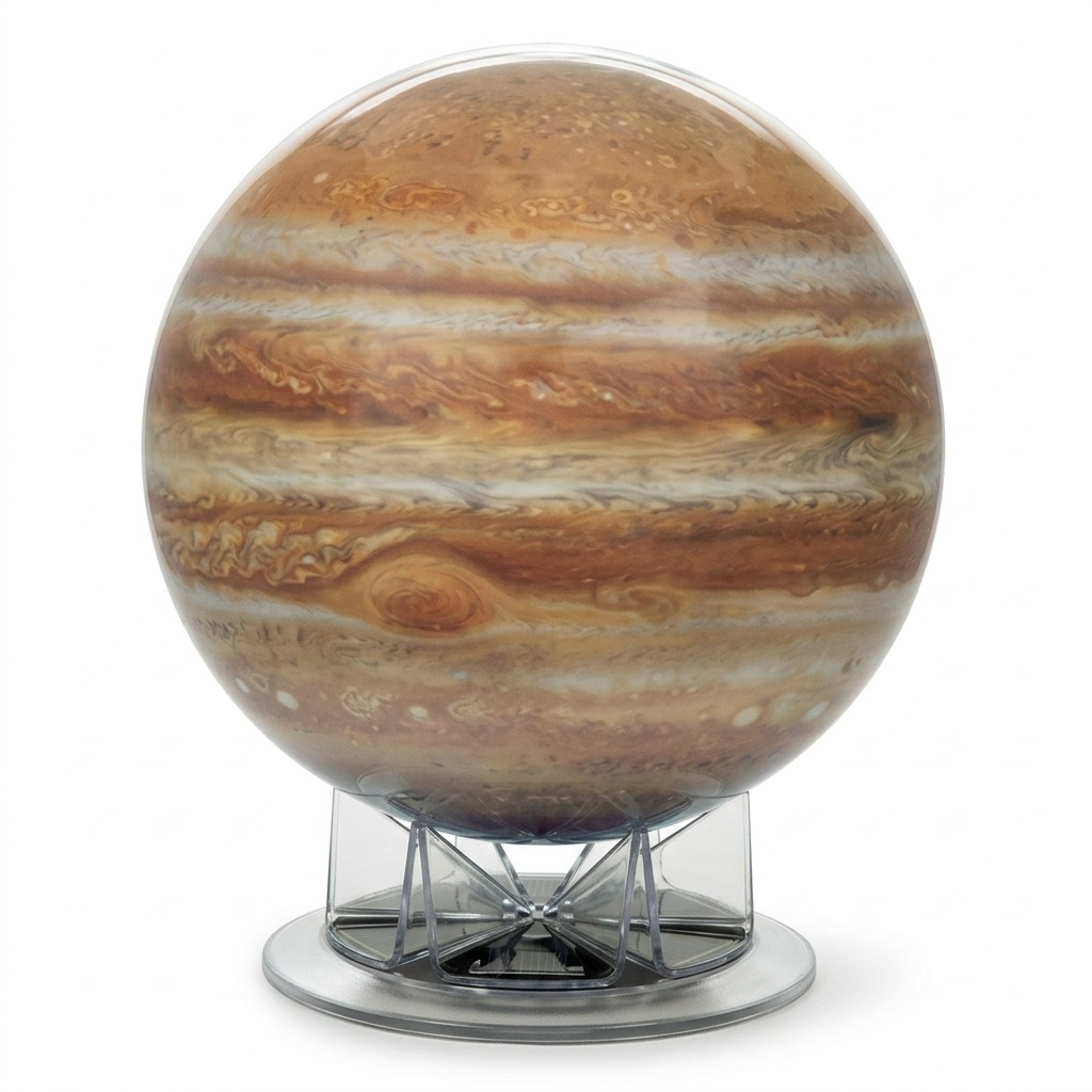 Replogle Geographia Jupiter 4.5" globe on clear stand against a white background.