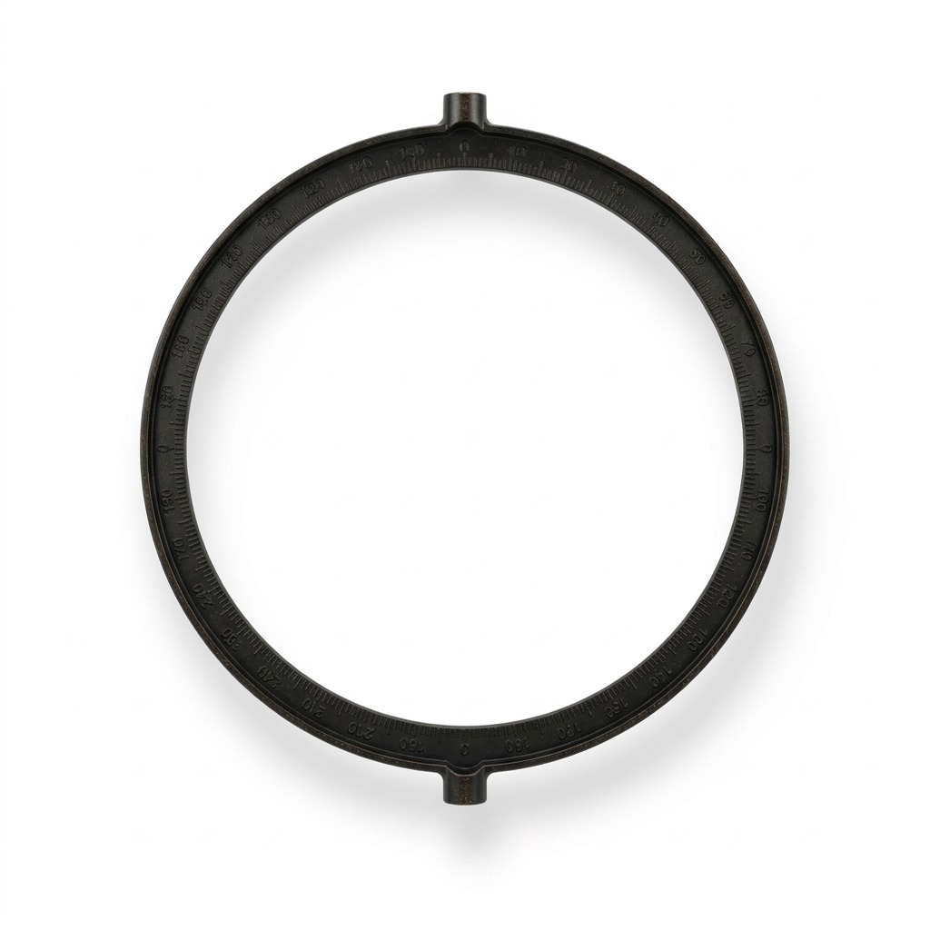 A high-resolution ecommerce product photograph of the Replogle full-circle dark metal meridian ring on a pure white background.