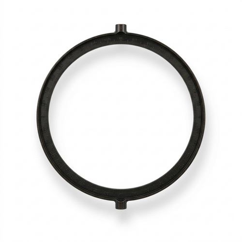 A high-resolution ecommerce product photograph of the Replogle full-circle dark metal meridian ring on a pure white background.