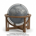 Pure high-resolution hero shot of the gray globe on its wood stand against a white background.