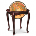 Replogle Queen Anne Illuminated Floor Globe with 16-inch diameter antique map sphere and detailed mahogany stand.