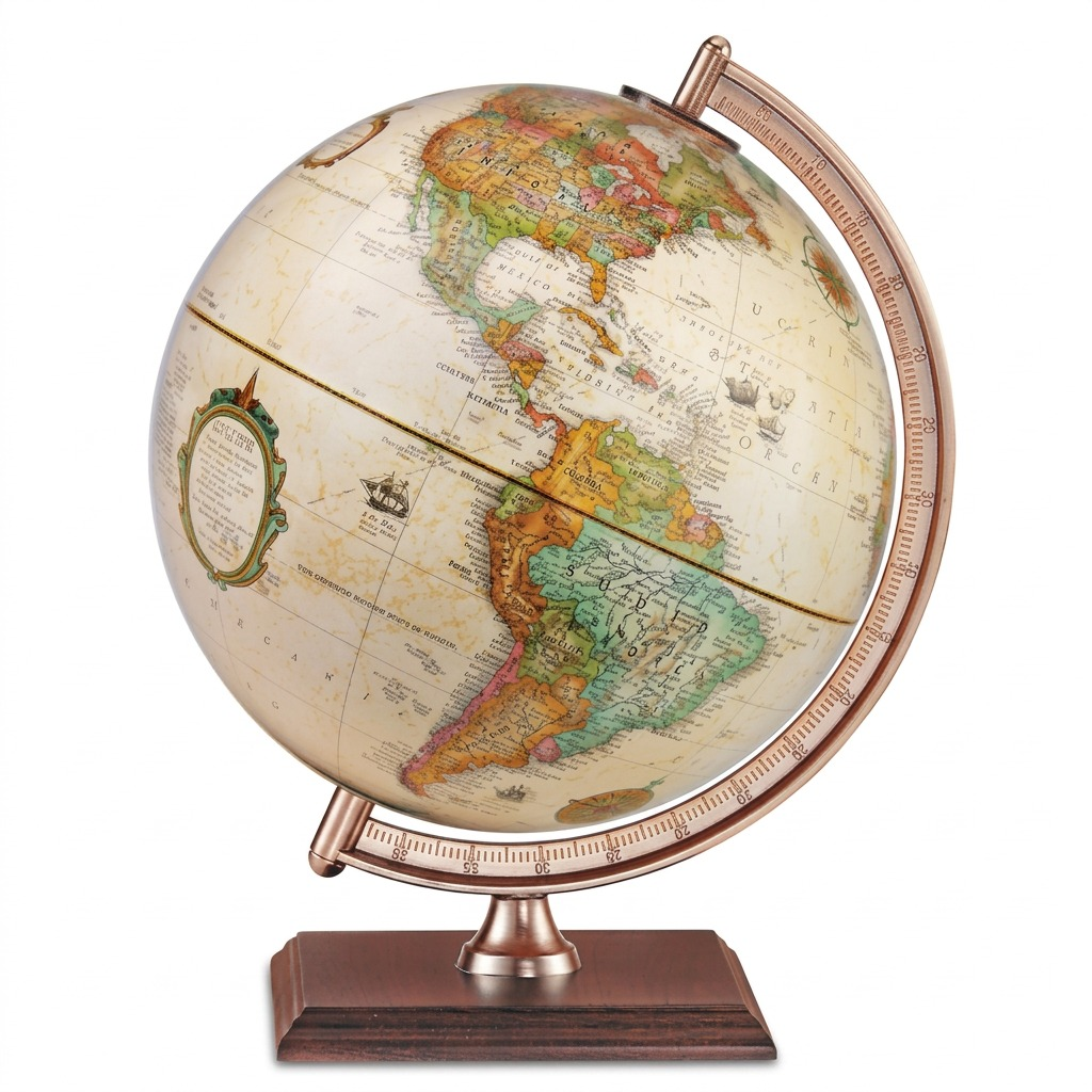 Replogle Globes Forester Antique Ocean Desk Globe on wooden stand, high-resolution hero shot.