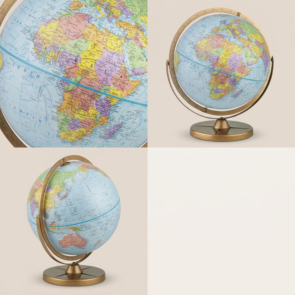 PDP image matrix showing three different views of the Replogle Pioneer Globe 12" in a grid pattern.