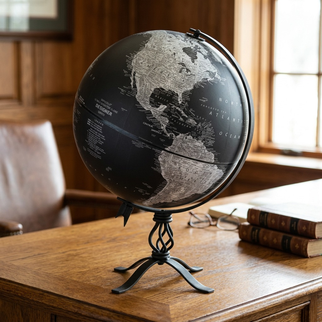Replogle Globes Hamilton 35528 in a natural executive study desk setting.