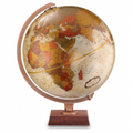 High-resolution centered photo of the Replogle Northwoods bronze metallic ocean desk globe on a wooden base.