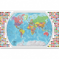 A pure, high-resolution product image of the Replogle World Map (33" X 49") with flags, on a pure white background.