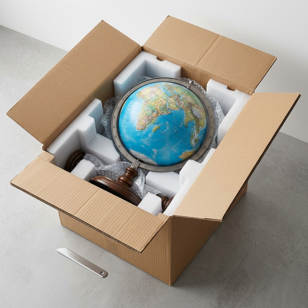 A premium unboxing of the Replogle National Geographic Chamberlin globe, safely secured in custom padding.