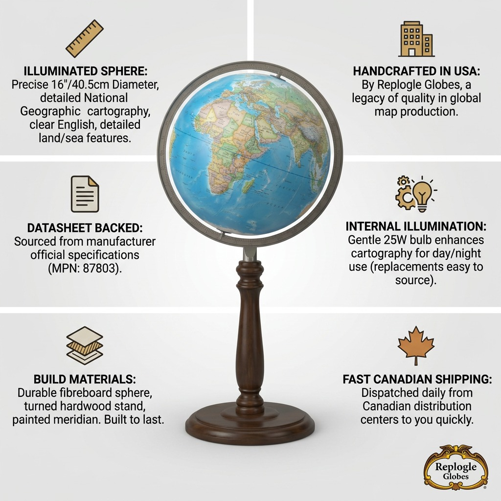 Trust and Authority Infographic for Replogle Globes National Geographic Chamberlin Floor Globe.