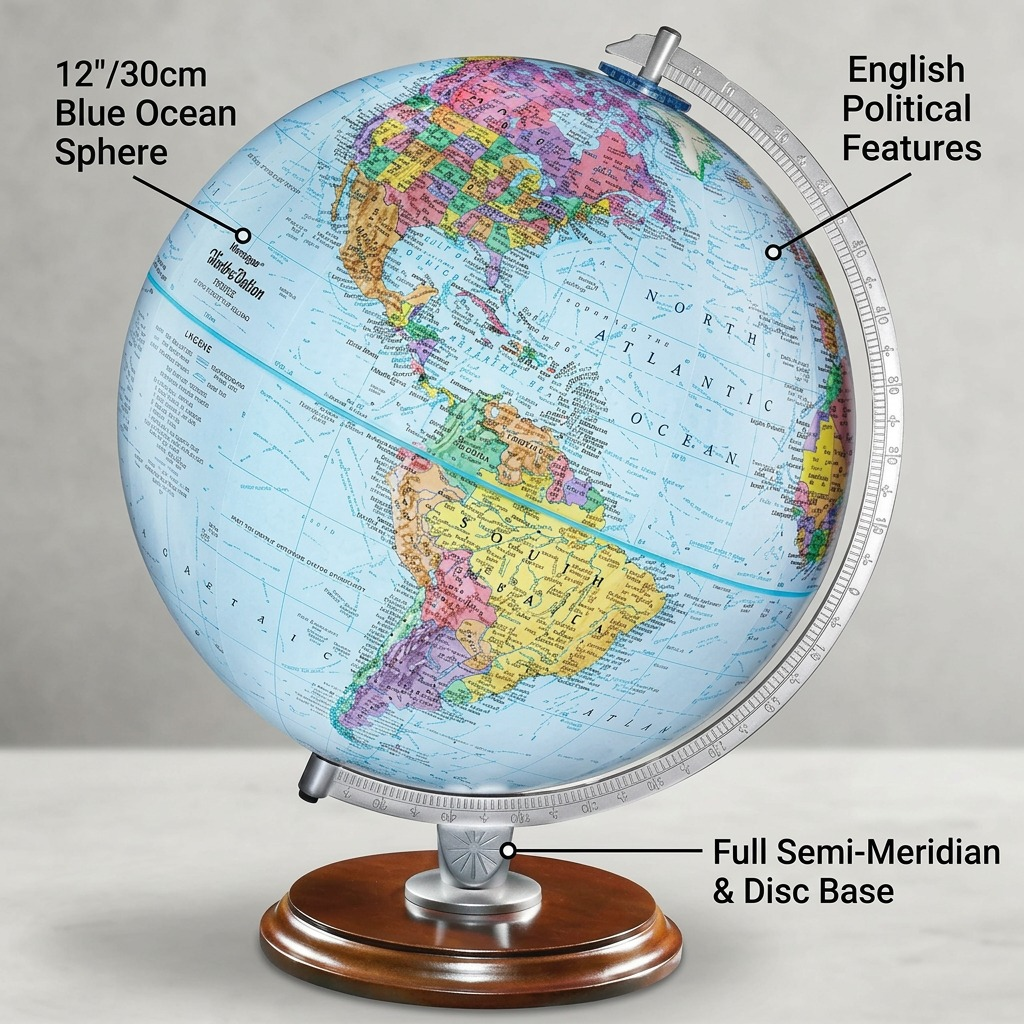A product infographic showcasing the Replogle Student Globe with feature callouts and descriptions.