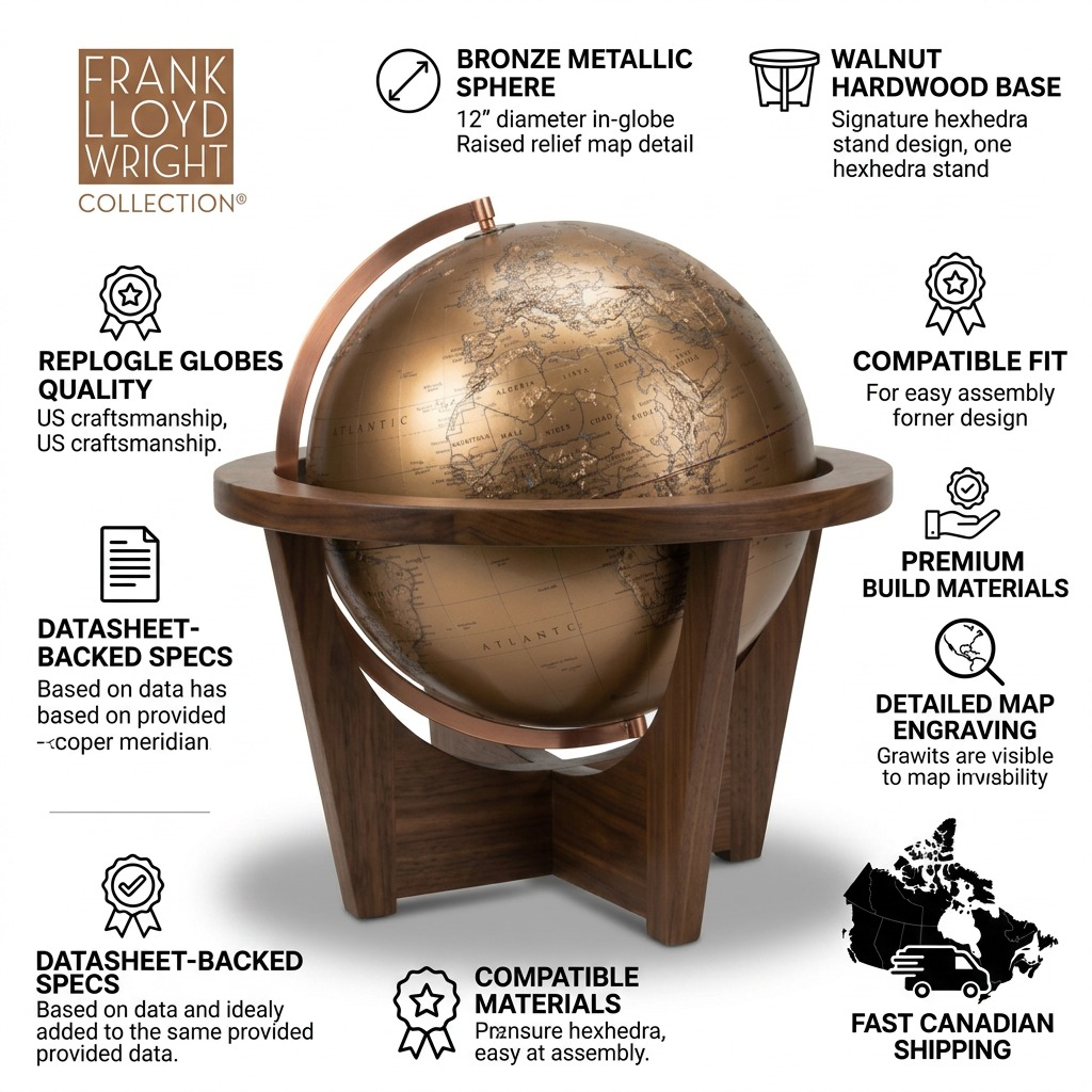 Infographic for the Hexhedra Globe highlighting key features and quality certification.
