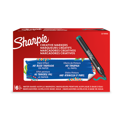 Sharpie Creative Marker, Water-Based Acrylic Marker, Bullet Tip, Emerald Green, 1 Unit