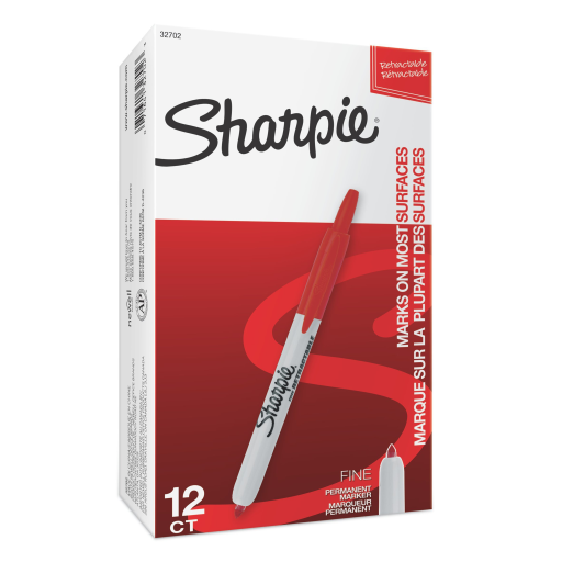 Sharpie Retractable Permanent Marker, Fine Point, Red, 1 Unit