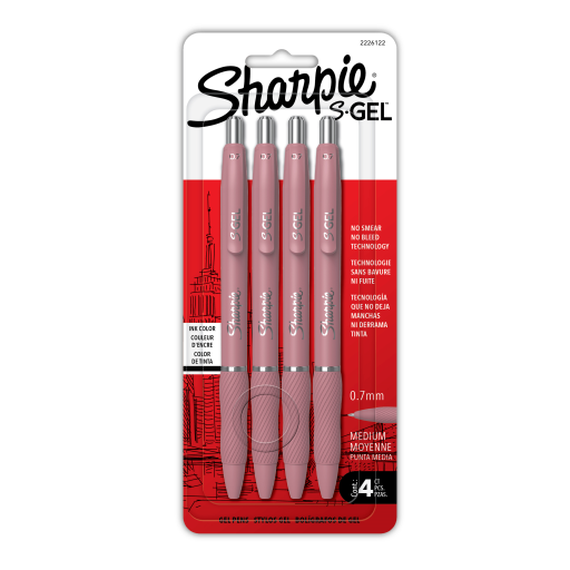Sharpie 2226122 S-Gel Fashion Barrel Gel Pens ? Medium Point (0.7mm), Black Ink, 4 Count
