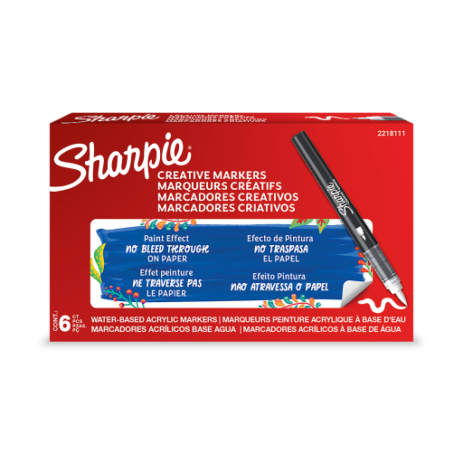 Sharpie Creative Marker, Water-Based Acrylic Marker, Brush Tip, White, 1 Unit