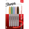 Sharpie Permanent Markers, Fine Point, Assorted Colours, 5 Count