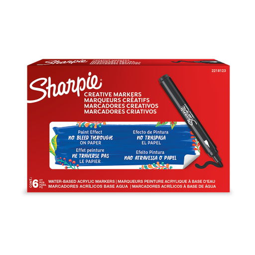 Sharpie Creative Marker, Water-Based Acrylic Marker, Bullet Tip, Black, 1 Unit