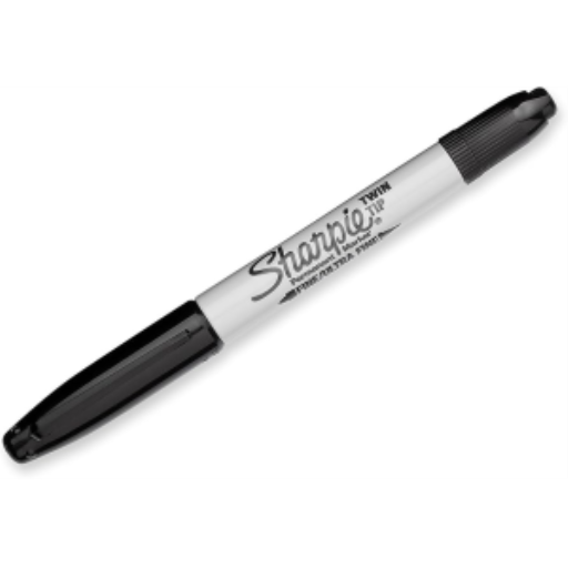 Sharpie Twin Tip Permanent Marker, Fine and Ultra Fine, Black, 1 Unit