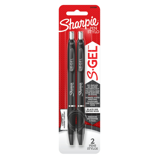 Sharpie S-Gel, Gel Pen, Medium Point (0.7 mm), Black Ink, 2 Pack ? Smear and Bleed-Free High-Performance Writing