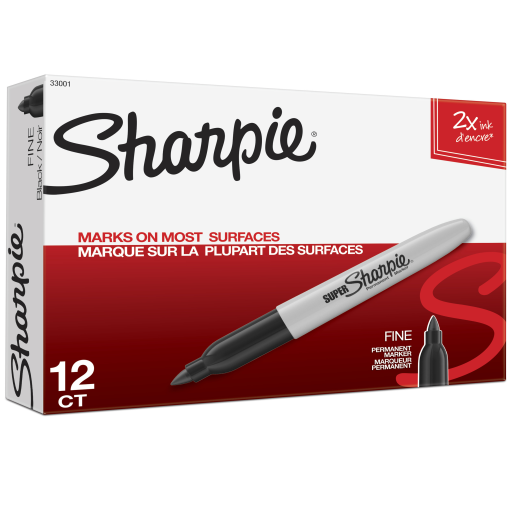 Sharpie Super Permanent Marker, Fine Point, Black, 1 Unit