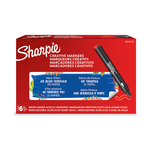 Sharpie Creative Marker, Water-Based Acrylic Marker, Bullet Tip, Red, 1 Unit