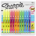 Sharpie Pocket Highlighters, Narrow Chisel Tip, Assorted Colours, 12 Count