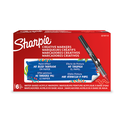 Sharpie Creative Marker, Water-Based Acrylic Marker, Brush Tip, Red, 1 Unit