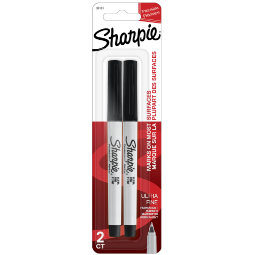 Sharpie 37161PP Industrial Grade Permanent Markers ? Ultra Fine Point, Quick-Drying Black Ink, 2 Pack